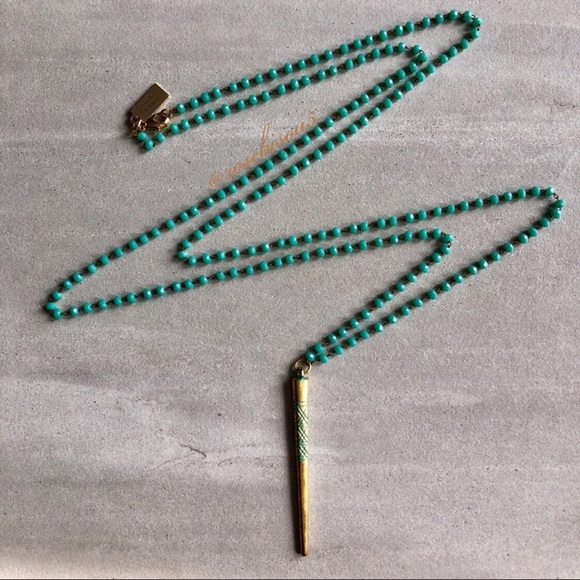 {✨E+L🌙} 14K Gold Boho Pendant + Glass Teal Chain - Picture 5 of 8